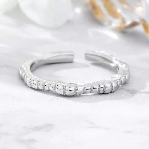 925 Sterlingsilber Offener Ring Damen Minimalistisch Hip Hop Geometrisch Rippel Verstellbar Gold Platin Plated Mode Ring
