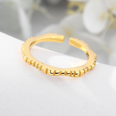 925 Sterlingsilber Offener Ring Damen Minimalistisch Hip Hop Geometrisch Rippel Verstellbar Gold Platin Plated Mode Ring