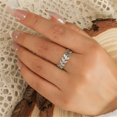 925 Sterling Silver Leaf Open Ring For Women Adjustable Olive Branch Finger Ring Minimalist Korean Style Jewelry Valentine Day Gift