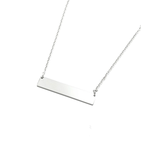 Minimalistische 925 Sterlingsilber Rechteckige Bar Anhänger Halskette Geometrischer Polierter Schmuck Geschenk Für Damen