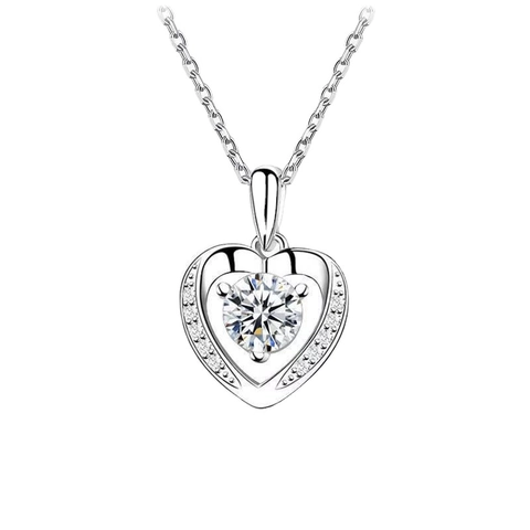 925 Sterling Silver Μενταγιόν Καρδιά Κολιέ για Γυναίκες Πολυτελές Στρας Ένθετο Αιώνια Καρδιά Αλυσίδα Κλείδας Κοσμήματα Δώρο Αγίου Βαλεντίνου