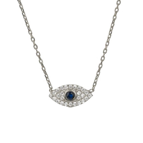 Collana in Argento Sterling 925 Con Malocchio per Donna Ciondolo Con Strass Blu Intarsiato Catena Minimalista Gioielli Regalo