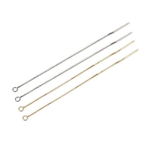 925 Sterling Silver Earring Threader Parts Box Chain Ear Wire With Open Ring For DIY Jewelry Making Findings Accessories