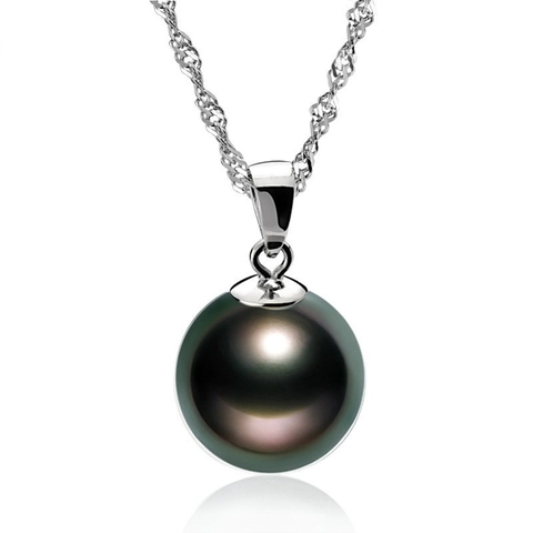 Elegante Collar de Colgante de Perla Artificial Redonda de Plata de Ley 925 para Mujer Accesorio de Joyería Clásico Chapado en Oro Blanco