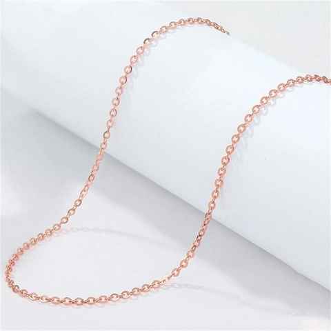 Collar de Plata de Ley 925 para Mujer Bañado en Oro Rosa Cadena de Ondas Caja Cadena en O Joyería Minimalista