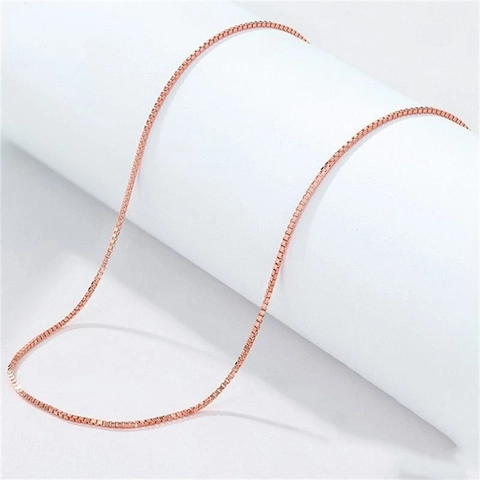 Collar de Plata de Ley 925 para Mujer Bañado en Oro Rosa Cadena de Ondas Caja Cadena en O Joyería Minimalista