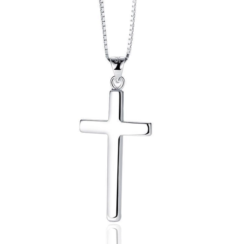 Collana Minimalista con Ciondolo a Croce in Argento Sterling S925 per Uomo Donna Catena a Clavicola Geometrica Lucida Gioielli Regalo