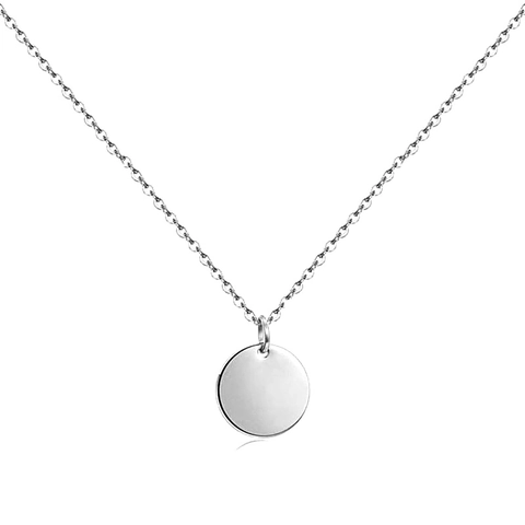 Collana con Ciondolo a Disco Rotondo in Argento Sterling 925 Minimalista con Piastra a Cerchio Liscio Catena a Clavicola Gioielli da Donna Regalo Personalizzato