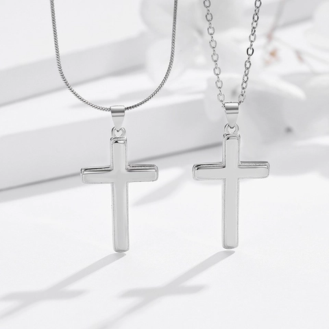 925 Sterling Silver Cross Pendant Necklace For Women Minimalist Religious Dainty Choker Jewelry With Snake Or Cross Chain