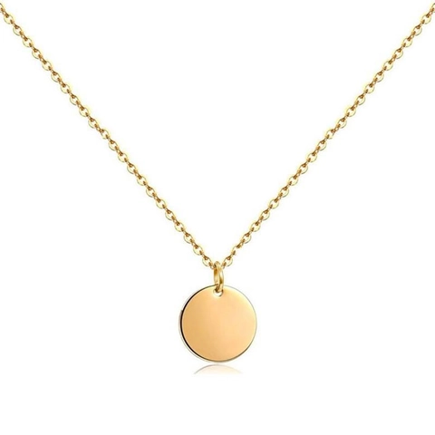 Collana con Ciondolo a Disco Rotondo in Argento Sterling 925 Minimalista con Piastra a Cerchio Liscio Catena a Clavicola Gioielli da Donna Regalo Personalizzato