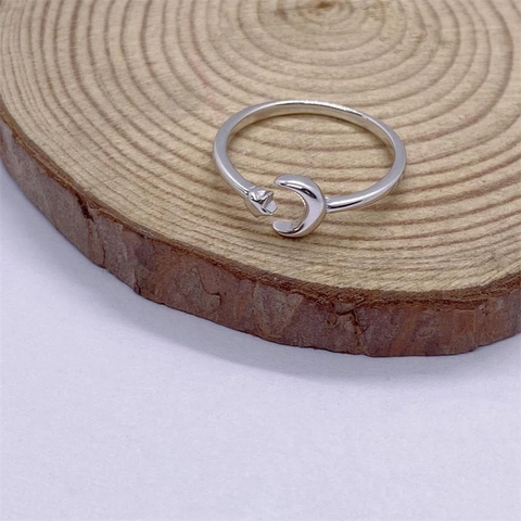 S925 Sterling Zilveren Ster Maan Open Ring Voor Dames Verstelbare Minimalistische Mode Vingerring Eenvoudige Elegante Sieraden