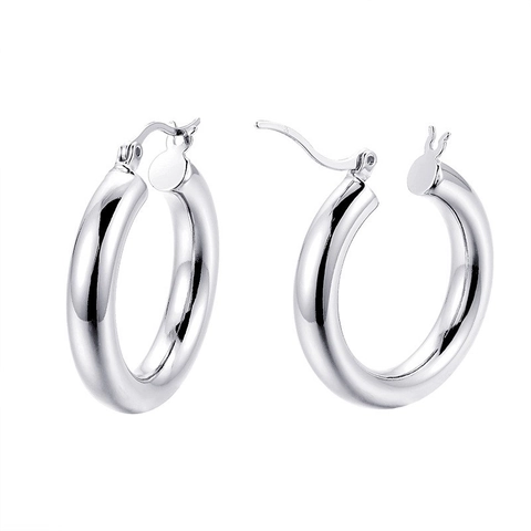 925 Sterling Zilveren Holle Creolen Voor Dames Gepolijste Dikke Buis Geometrische Western Stijl Mode Sieraden Cadeau