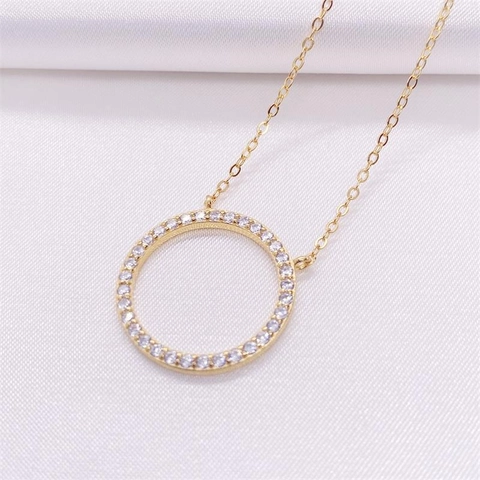 925 Sterling Zilver Zirconia Cirkel Hanger Ketting Voor Vrouwen Prachtige Minimalistische O-Ring Sleutelbeenketting Sieraden Cadeau