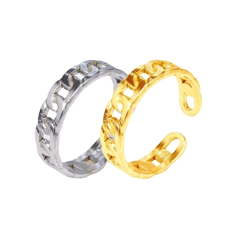 925 Sterling Silver Hollow Chain Open Ring For Women Men Minimalist Adjustable Geometric Finger Ring Fashion Jewelry Gift