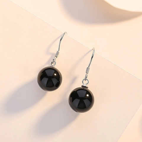 Orecchini a Gancio in Argento Sterling S925 Stile Coreano Per Donna Orecchini Pendenti con Perle di Agata Naturale Rosso Verde Nero