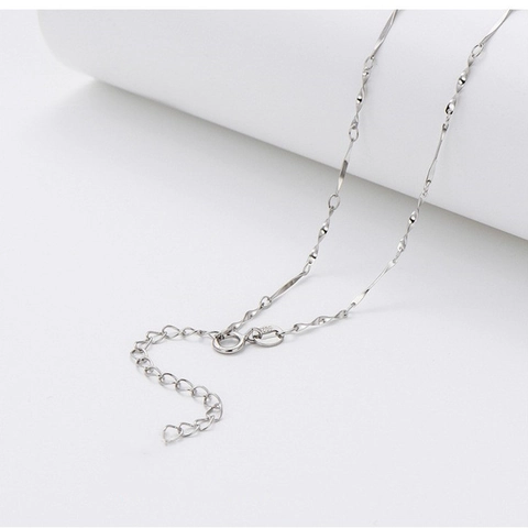 925 Sterling Silver Twisted Sheet Chain Necklace Korean Style Minimalist Geometric Choker For Women Daily Commute Jewelry