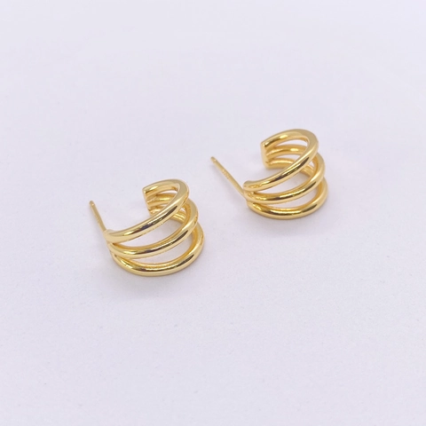 Vintage 925 Sterling Zilver Drievoudige Ring C-Vorm Oorknopjes Minimalistisch Geometrisch Glad Metaalglans Oorbellen Voor Dames Sieraden