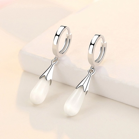 925 Sterling Zilver Vintage Kattenoogsteen Waterdruppel Oorbellen Elegante Druppel Oorknopjes Voor Vrouwen Retro Mode Sieraden Cadeau