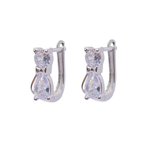 Pendientes de Aro de Gato de Plata de Ley 925 para Mujer Incrustaciones de Circonia Pendientes Huggie de Animal