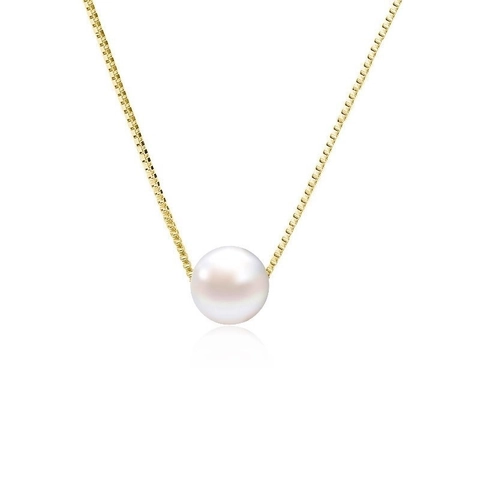 Collana in Argento Sterling 925 Con Pendente a Perla di Conchiglia Rotonda Elegante Minimalista Catena Box Per Matrimonio Festa Donna Gioielli