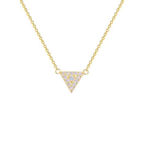 925 Sterling Silver Triangle Pendant Necklace Minimalist Zirconia Inlaid Clavicle Chain Fashion Jewelry Gift For Women