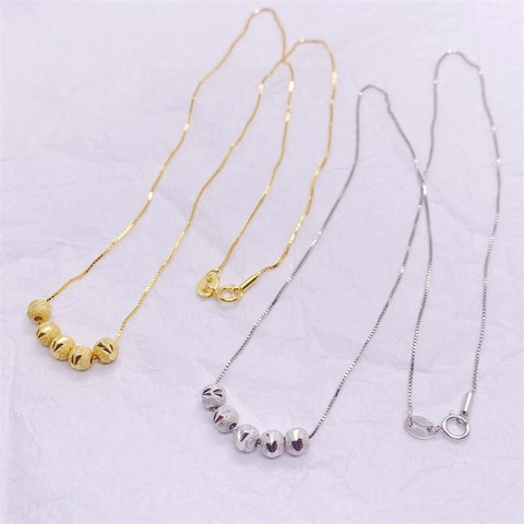 Collana Con Cinque Perle di Trasferimento in Argento Sterling S925 per Donna Catena a Clavicola Minimalista Gioielli Placcati Oro Argento