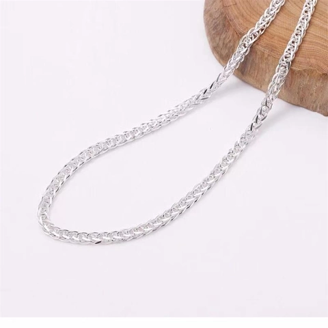 Collana a Catena Wheat Chopin in Argento Sterling 925 per Uomo Donna Minimalista Stile Hip Hop Gioielli Galvanici Argento