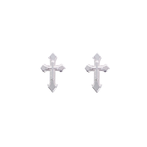 Pendientes de Botón de Cruz de Plata de Ley 925 Estilo Gótico Minimalista Pendientes de Cruz Pequeña Bañados en Platino Joyería