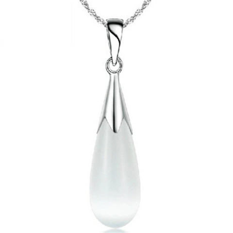 Elegante Collar Con Colgante De Gota Con Piedra Ojo De Gato Plata De Ley 925 Para Mujer Joyería De Estilo Coreano