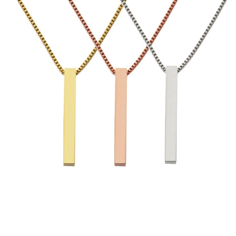 Minimalist 925 Sterling Silver Long Vertical Bar Pendant Necklace For Women Polished Geometric Pillar Clavicle Chain Jewelry