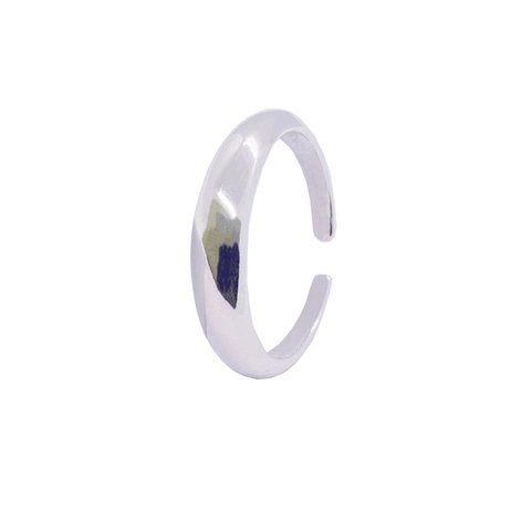Minimalistischer 925 Sterlingsilber Polierter Offener Ring Für Damen Herren Verstellbare Schlichte Band Mode Fingerschmuck