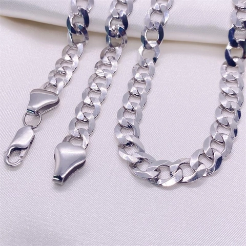 925 Sterling Zilveren Cubaanse Schakelketting Voor Heren Vintage Hip Hop Gepolijste Schakelarmband Sieraden Cadeau