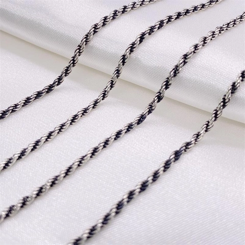 925 Sterling Silver Rope Chain Necklace Vintage Oxidized Twisted Chain Necklace For Men Women Minimalist Fine Jewelry Necklaces