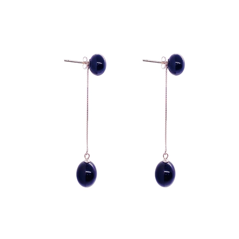 S925 Sterling Silver Black Agate Drop Earrings Minimalist Geometric Round Bead Tassel Ear Line For Women Jewelry Gift