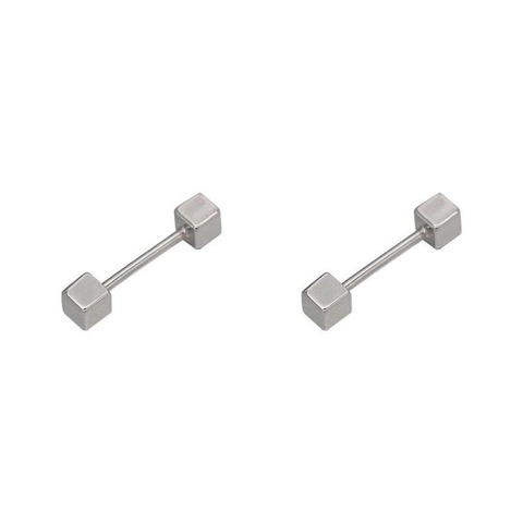 Pendientes de Botón de Cubo de Plata de Ley 925 Minimalistas Cierre de Rosca Geométricos Pequeños Pendientes Cuadrados Joyería Moda