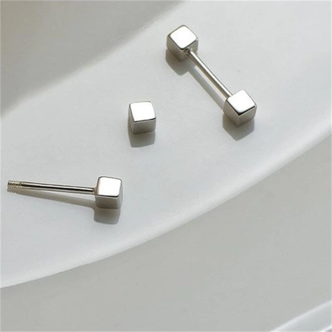 Minimalistische 925 Sterlingsilber Würfel Ohrstecker Geometrische Quadratische Schraubverschluss Ohrringe Für Damen Herren Schmuck