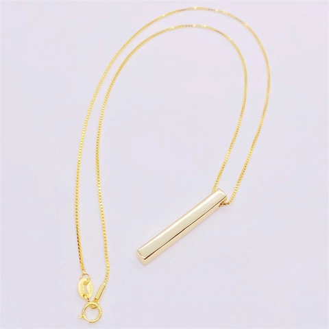 Minimalist 925 Sterling Silver Rectangle Bar Pendant Necklace Geometric Box Chain For Men Women Fashion Jewelry Gift