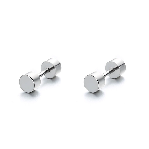 925 Sterlingsilber Hantel Ohrstecker Schraubverschluss Doppelköpfige Minimalistische Barbell Ohrringe Industrie Stil Schmuck Unisex