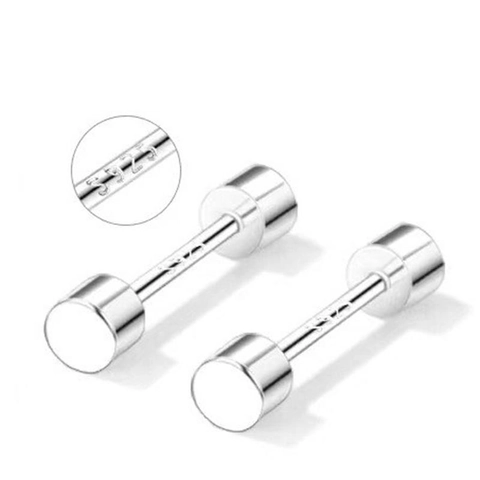 925 Sterling Silver Dumbbell Stud Earrings Minimalist Industrial Screw Back Earrings Geometric Round Unisex Fashion Jewelry