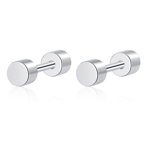 925 Sterlingsilber Hantel Ohrstecker Schraubverschluss Doppelköpfige Minimalistische Barbell Ohrringe Industrie Stil Schmuck Unisex