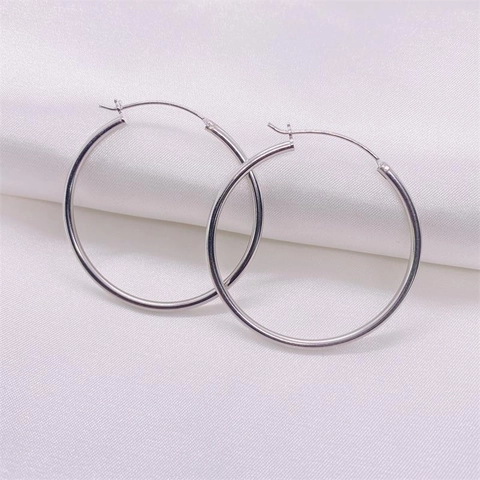 Pendientes de Aro de Plata de Ley 925 Grandes Circulares Pulido Espejo Joyería de Moda Minimalista Pendientes Redondos Geométricos Para Mujer Hombre