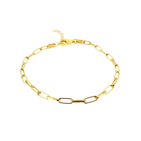 925 Sterlingsilber Gold Vergoldet Büroklammer Kette Armband Für Damen Minimalist Geometrisches Rechteck Gliederarmband Schmuck
