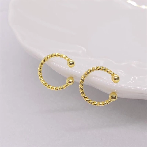 925 Sterling Silver Επιχρυσωμένο Στριφτό Σκουλαρίκι Ear Cuff σε Σχήμα C Μινιμαλιστικό Χωρίς Τρύπα Σπειροειδές Μοτίβο Σχοινιού Κοσμήματα για Γυναίκες