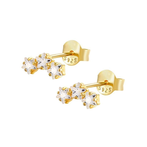 Orecchini a Bottone a Stella in Argento Sterling 925 Per Donna Con Strass Intarsiati Moda Gioielli Individuali Oro Platino