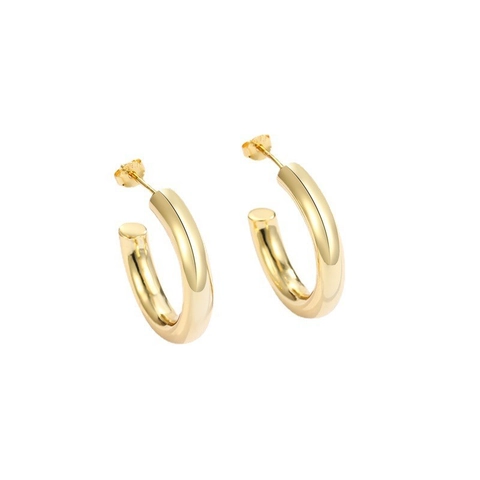 Orecchini a Cerchio a C in Argento Sterling 925 per Donna Orecchini a Bottone a Cerchio Spessi Lucidati Minimalisti Gioielli