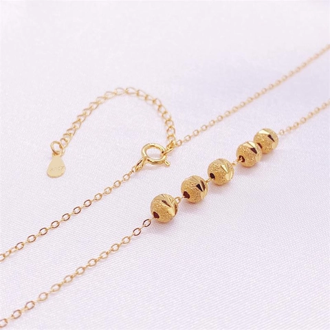 Minimalista Collana in Argento Sterling 925 da Donna Placcato Oro Cinque Benedizioni Perline di Trasferimento Gioielli da Moda