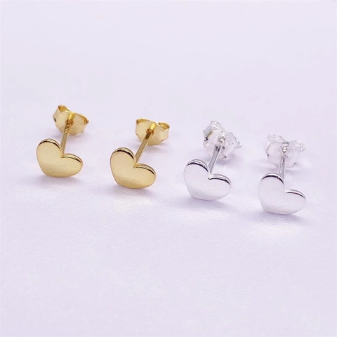 Minimalist S925 Sterling Silver Heart Stud Earrings For Women Simple Gold Silver Plated Mini Love Earrings Fashion Jewelry Gifts