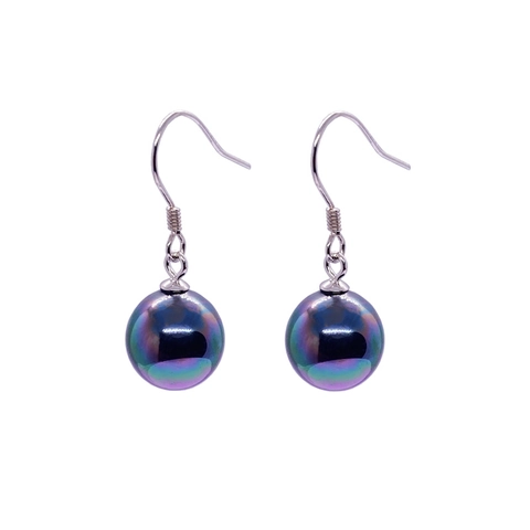 S925 Sterling Silver Iridescent Artificial Pearl Hook Earrings Korean Minimalist Aurora Shell Pearl Drop Earrings For Women