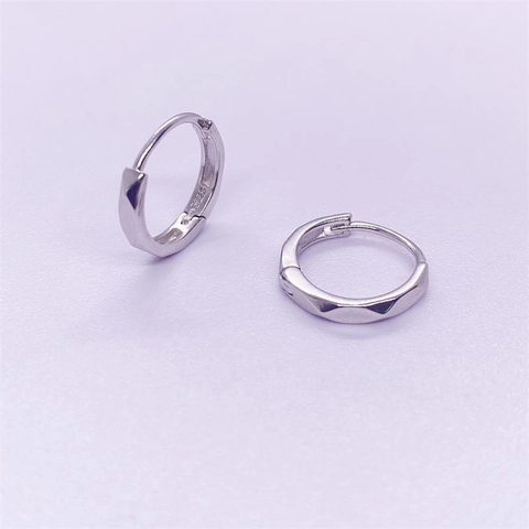 Orecchini a Cerchio Geometrici in Argento Sterling S925 per Donna Design Ottagonale Sfaccettato Minimalista Gioielli Quotidiani