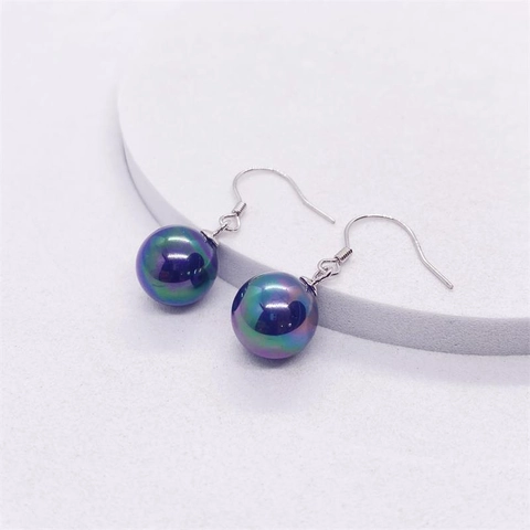 S925 Sterling Silver Iridescent Artificial Pearl Hook Earrings Korean Minimalist Aurora Shell Pearl Drop Earrings For Women
